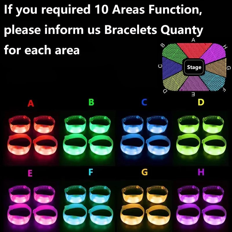 43Keys 1000 Meters 10 Area 15 RGB Remote Controller DMX Function LED Bracelets 100/2000PCS Wristband Wedding Party