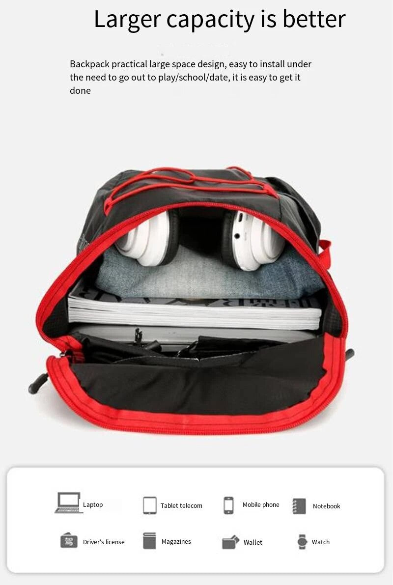 Mochila Dobrável Multifuncional para Exteriores em Nylon Impermeável de Alta Densidade Leve Bolsa Esportiva para Acampamento Caminhada Viagem