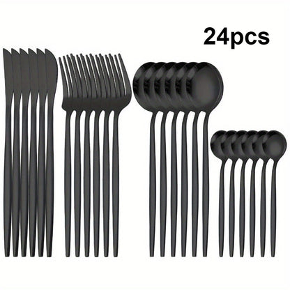 24/48pcs Stainless Steel Cutlery Set Dishwasher Safe Home Kitchen, Parties Holidays  Includes Forks, Knives, Spoons