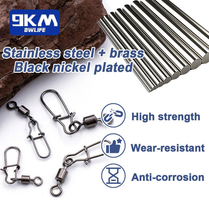 Giradores de Encaixe Duo-Lock 50~200 Peças Girador de Pesca Encaixe de Aço Inoxidável Latão Água Salgada Conectores de Barril Rotativo para Pesca
