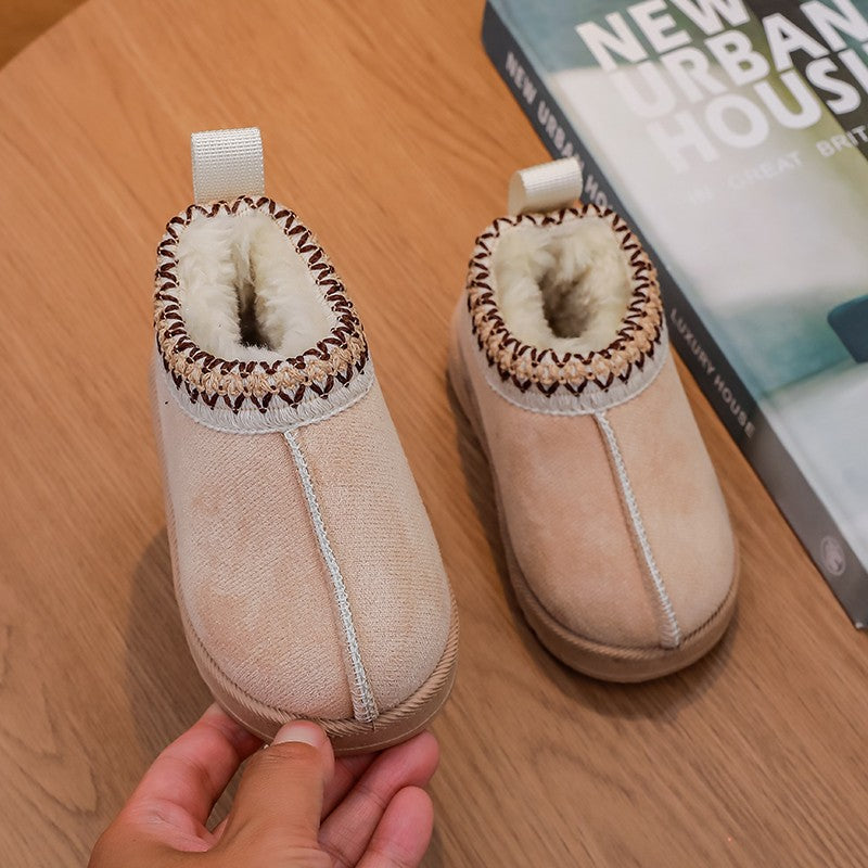 New Fashion Children's Ankle Boots Soft Winter 2025 Causal Girls Cotton Shoes Solid Color Kids School Plush Boots Warm Versatile