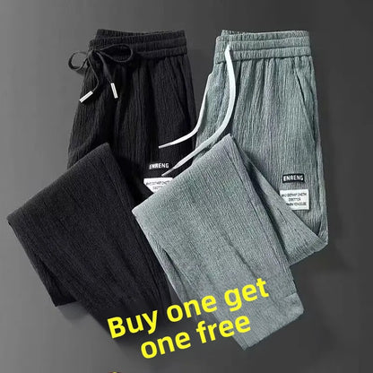 Summer Men's Thin Loose Sports Pants Breathable Casual Sweatpants Comfortable Wide Leg Harlan Nine Points Lightweight Trousers