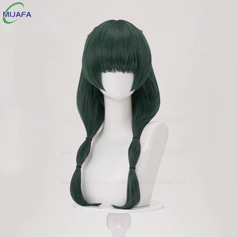 Peruca Cosplay Maomao de Alta Qualidade The Apothecary Diaries Verde Escuro Resistente ao Calor Cabelo Sintético Festa Anime Perucas Mao Mao + Touca de Peruca