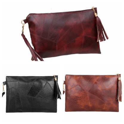 Casual Tassel Handheld Bag Korean Style PU Leather Zipper Coin Purse Earphone Pouch Wallet Small Item Bag Men