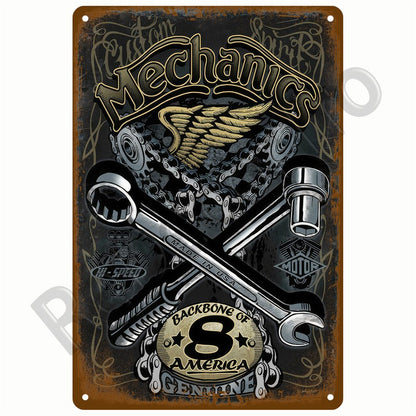 Retro Motor Oil Gas Tyre Racing Tin Sign Poster Iron Plates Metal Sign Garage Bar Pub Club Man Cave Home Decor Wall Decor Art