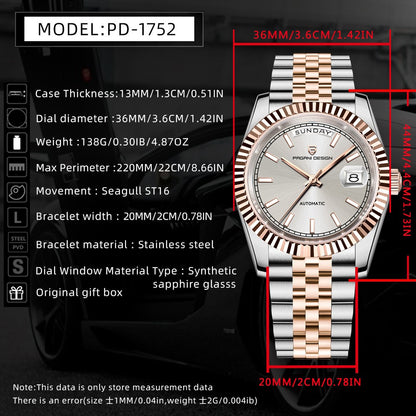 PAGANI DESIGN 2025 New Enamel Dial DD36 Luxury Silver Gold Automatic Watch For Men AR Sapphire crystal Mechanical Wristwatch Men