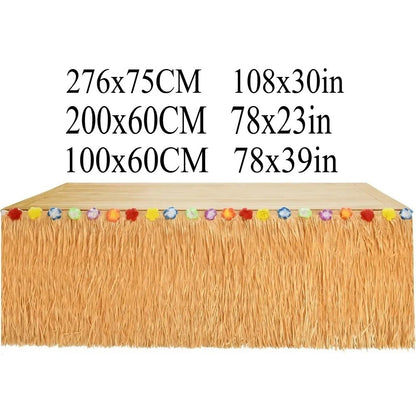 Luau Grass Table Skirt Hawaiian Flower Grass Skirts for Luau Party Summer Tropical Hawaiian Party Decorations