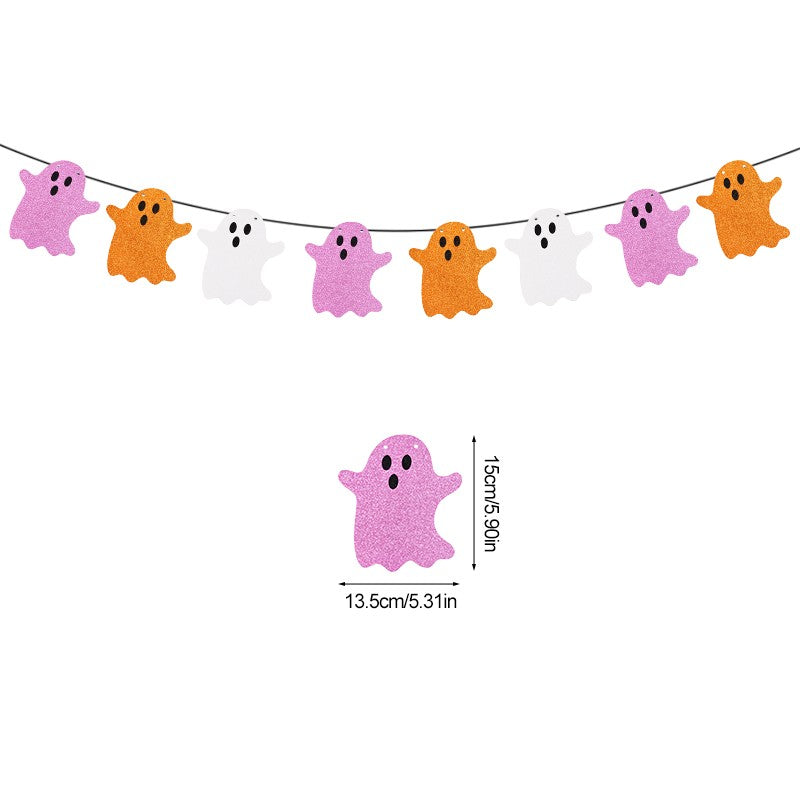 3M Halloween Paper Banner Horror Bat Spider Ghost Flag Garland Bunting For Halloween Home Party Hanging Props Decorations