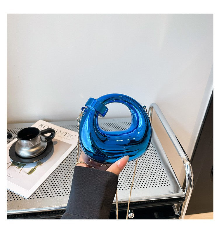 Fashion Crescent Mini Acrylic Chain Evening Bag for Women, Shoulder and Crossbody Bag