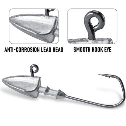 5 anzóis com cabeça triangular 3,5g 5g 7g 10g 21g 35g Anzol tipo barco Equipamento de pesca Texas Rig Pesca Chumbada Pesca Isca Artificial
