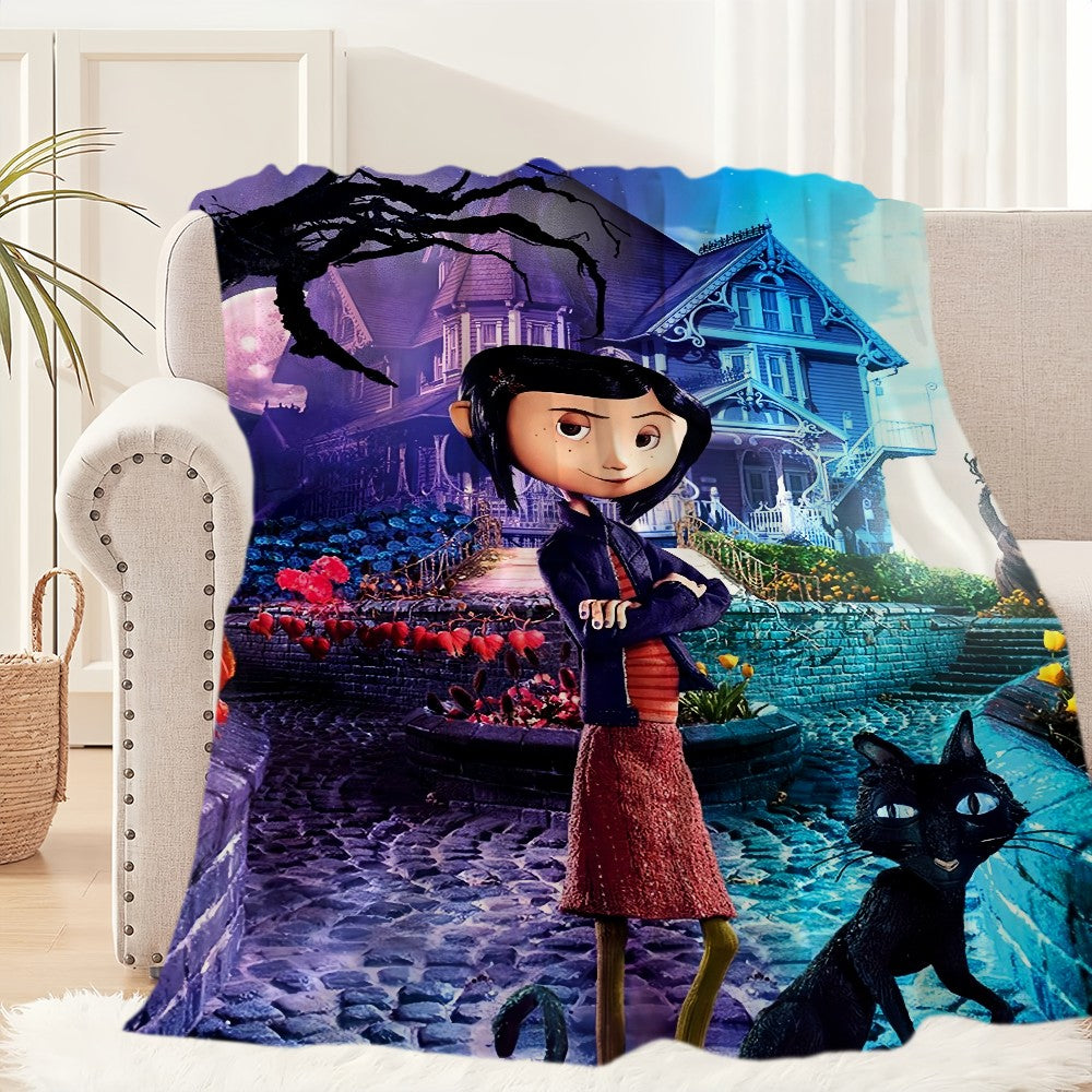Cartoon C-Coraline Movie Blanket Plush Nap Sofa rug for Living Room Warm Office Bedroom Birthday Home Travel Kid Gifts