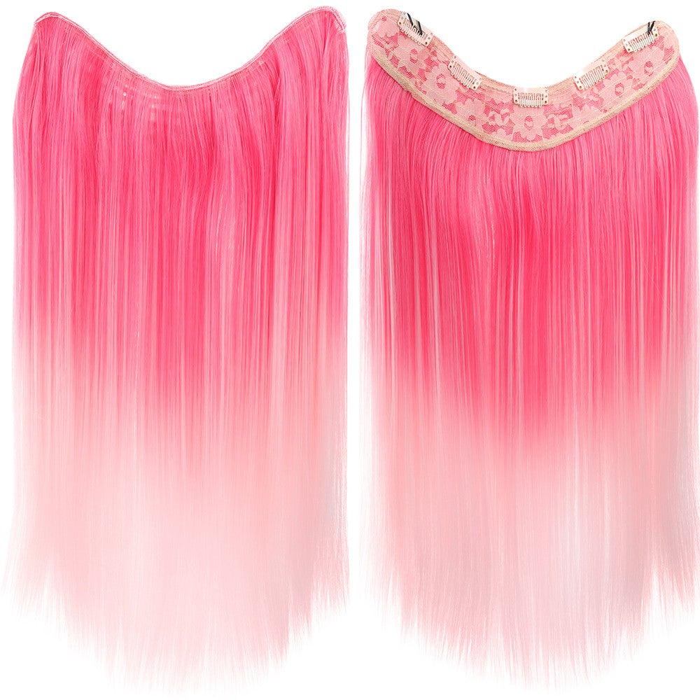Extensões de Cabelo Sintético em V de uma Peça com 4 Clips Cabelo Liso Longo Peruca Cor 50CM Cabelo Falso Natural