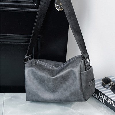 New soft leather men's bag shoulder bag men's leather bag crossbody bag Korean version versatile casual bag small shoulder bag B