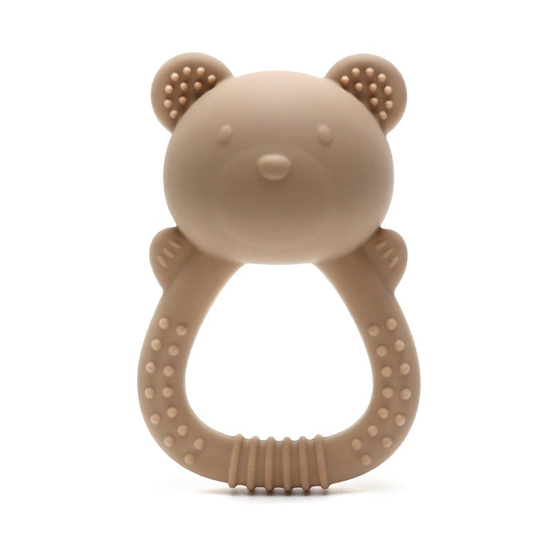Mordedor de urso 2025 chocalho de leão para bebê com sino de girassol mordedor de silicone brinquedo de 0 a 1 ano brinquedo musical para bebê mordedor para bebê