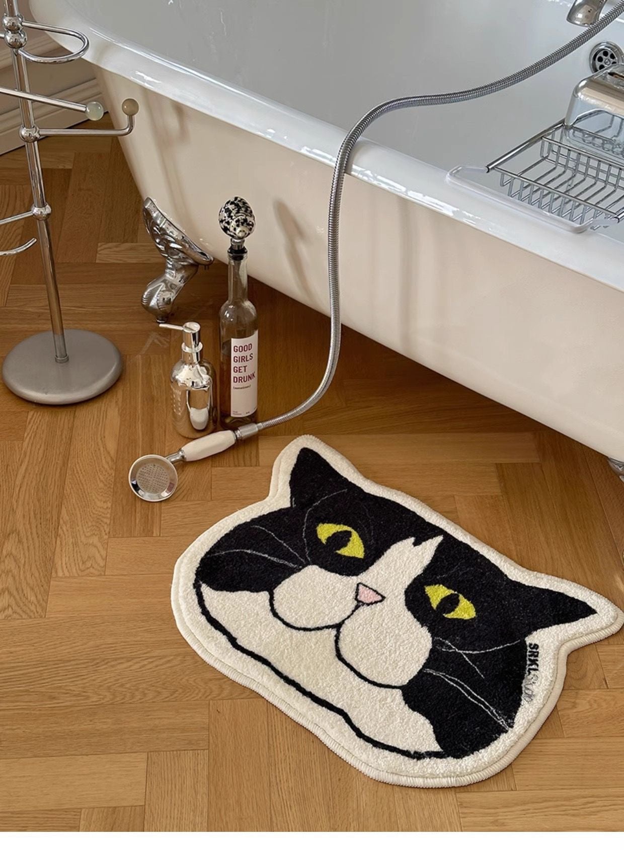 VIKAMA Cartoon Big Head Cat Floor Mats Waterproof Anti-Fouling Entrance Sofa Living Room Bedroom Home Decoration Carpet