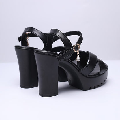 Women Fish Mouth Platform High Heels Wedges Buckle Sandals Shallow Hollow Open Toe Shoes Woman Party Footstep Office Pumps