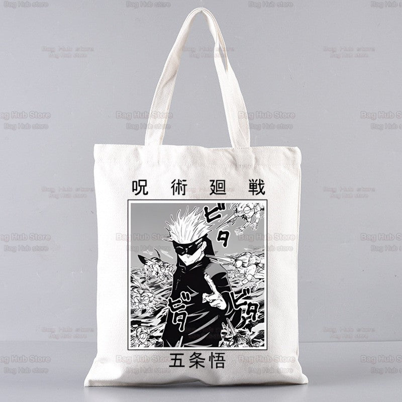 Jujutsu Kaisen Cartoon Shopping Bag Ryomen Sukuna Itadori Yuji Bolsas De Tela Shopper Okkotsu Yuta Gojo Satoru Shopping Jute Bag