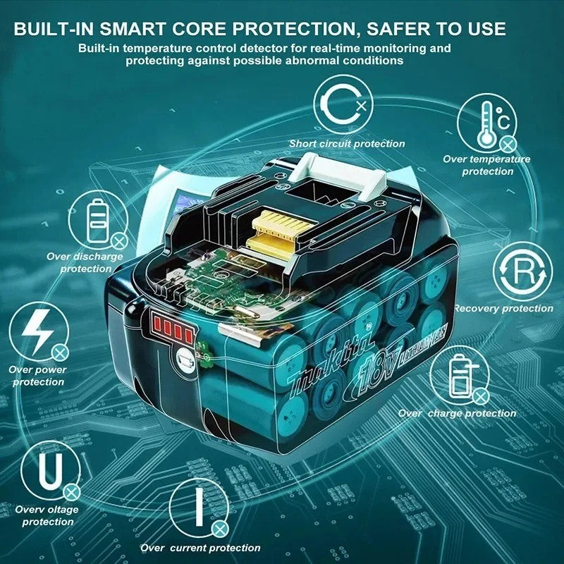 Bateria recarregável 100% original Makita 18V 5.0Ah 6.0Ah 9.0Ah, para ferramentas elétricas Makita Bateria+carregador+furadeira elétrica