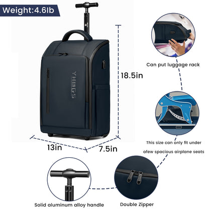 Mochila de Rodinhas Executiva com Rodas Mala de Bordo Impermeável para Viagem de Negócios Mochila para Laptop Malas de Bordo de 18 Polegadas
