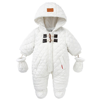 Winter Newborn Boys Romper Cotton Padded Argyle Printed Infant Babys Boys Bodysuit Toddler Kid Boy Hooded Jumpsuit 0-3Y Overalls