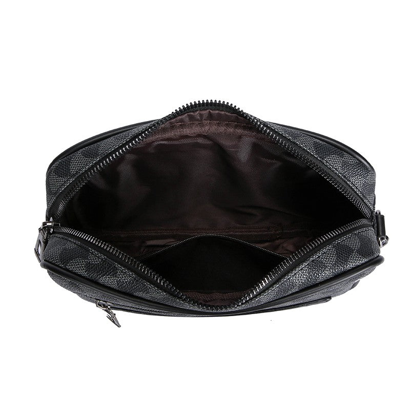 Fashion Business Shoulder Bag PU Leather Men Clutch Bag Wide Strap Crossbody Bag Designer Casual Male Messenger Pack Phone Purse