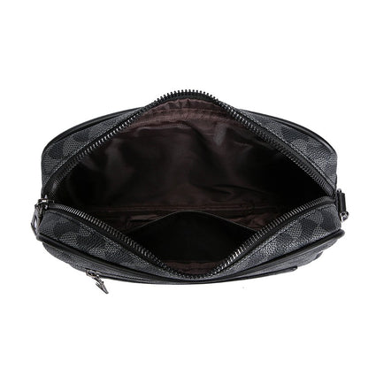 Fashion Business Shoulder Bag PU Leather Men Clutch Bag Wide Strap Crossbody Bag Designer Casual Male Messenger Pack Phone Purse