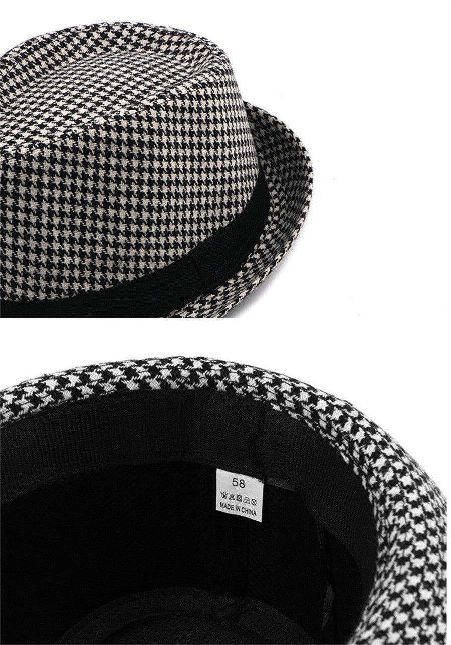 Primavera Verão Novo Chapéu Xadrez Vintage Masculino Chapéu de Lã para Homens de Meia-Idade e Idosos Chapéu de Cavalheiro Chapéu de Jazz
