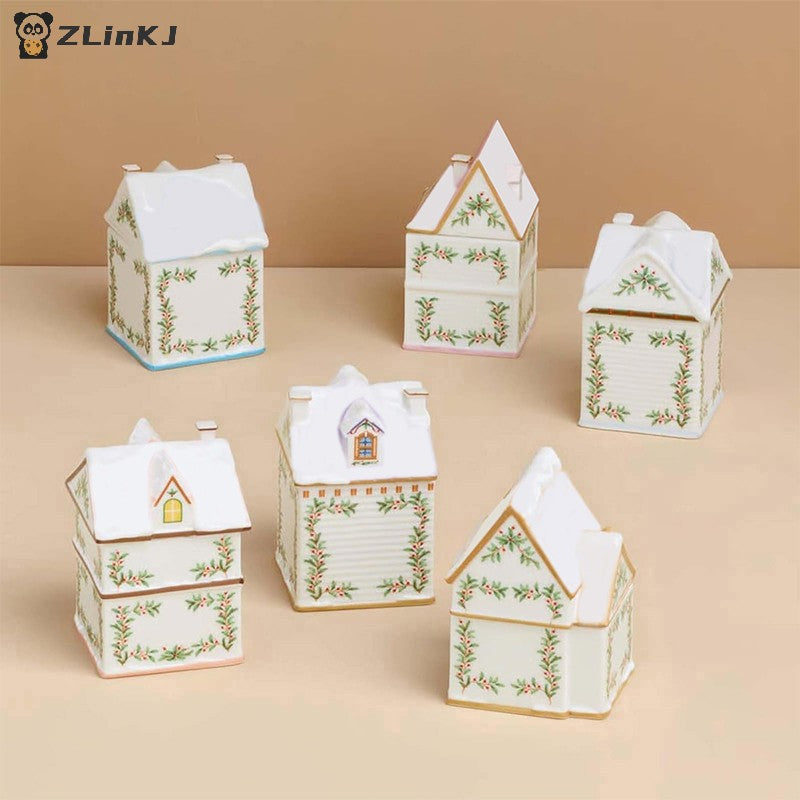 ?1PCS Holiday Village Spice House Set, Mini Christmas Gingerbread Houses Jars, Kitchen Countertop Festive Decor, New Year Gifts