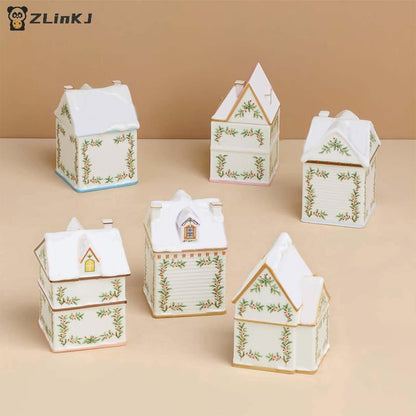 ?1PCS Holiday Village Spice House Set, Mini Christmas Gingerbread Houses Jars, Kitchen Countertop Festive Decor, New Year Gifts