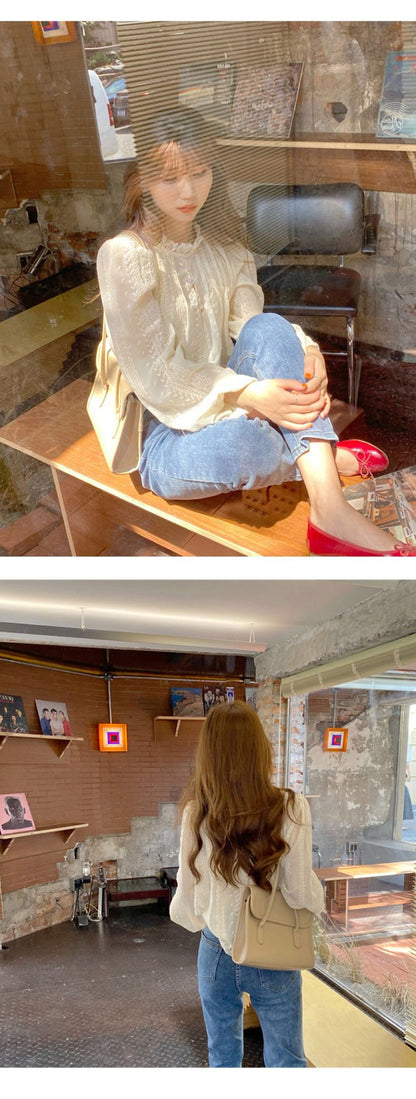 Autumn Lcae Embroidery Long Sleeve Women Blouses Office Lady ELegant Casual Button Shirts Sweet Clothing