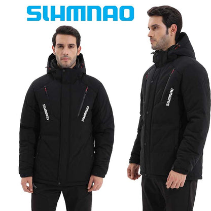 Conjunto de Caminhada de Inverno para Casal, Conjunto com Capuz à Prova de Vento e Impermeável, Conjunto de Pesca Quente com Pena de Ganso para Atividades ao Ar Livre, Jaqueta para Ciclismo e Acampamento