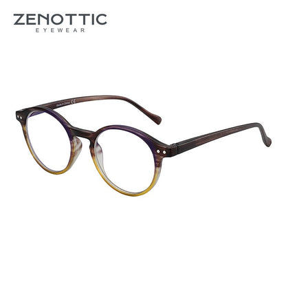 Óculos de Leitura Retrô ZENOTTIC 2025 Antiluz Azul Para Leitura Moda Leve Óculos Feminino Masculino Dioptria 0 a 4.0