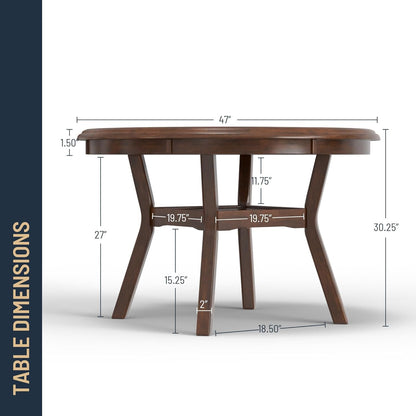 5-Piece Round Dining Set, 47-Inch Table & 4 Chairs, Cherry Finish