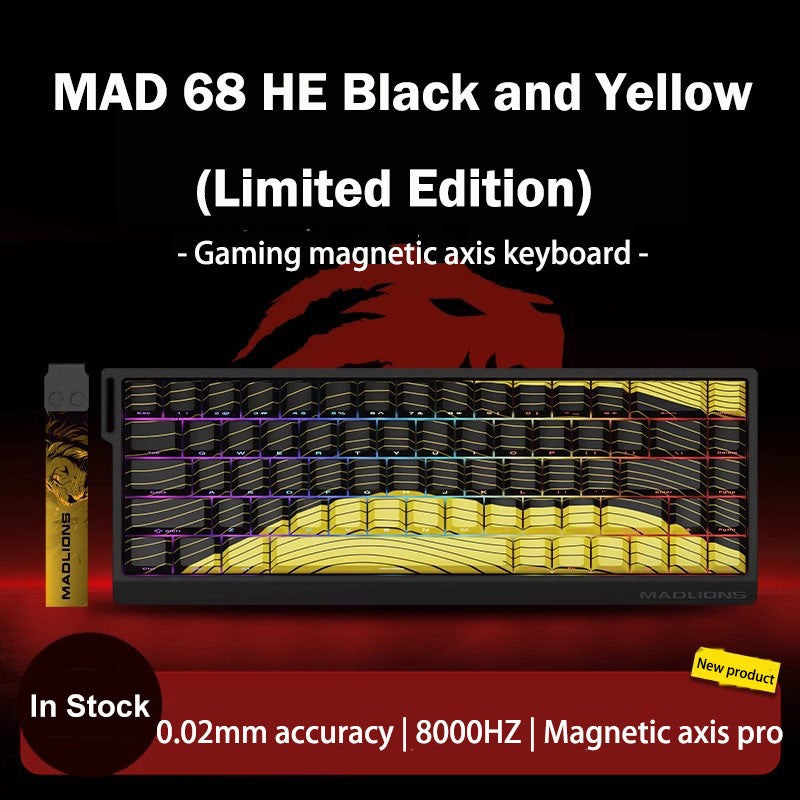 Teclado Gamer Switch Magnético MADLIONS MAD 60/68HE Com Fio Drive Web Custom 8K 61/68 Retorno RT Ajustável Hot Swap