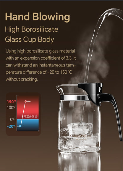Bule de Chá de Vidro Resistente ao Calor KAMJOVE 400-900ML com Filtro de Um Toque para infusões Chaleira, Bule de Chá de Vidro com Separação