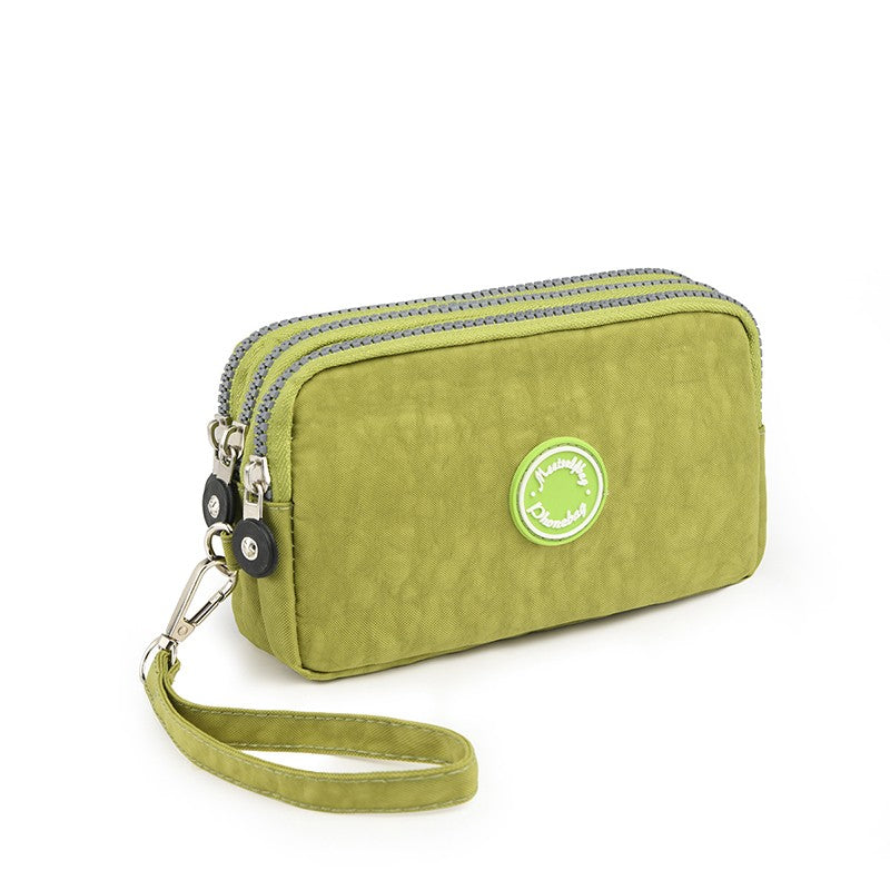 New long women's clutch, three-layer zipper, large-capacity coin purse
