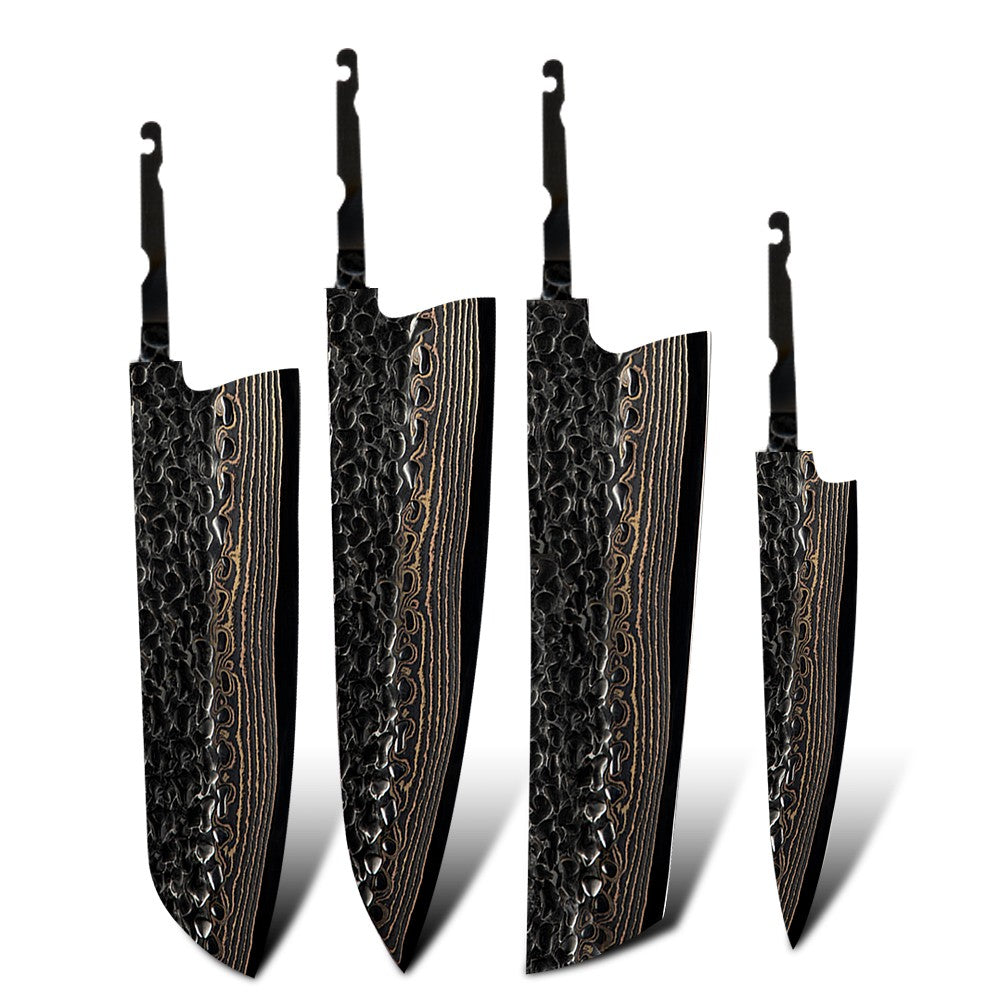 Conjunto de facas de cozinha de chef, santoku, nakiri e utilitária, com lâmina de aço Damasco de Cobre de 37 camadas e núcleo 10Cr15CoMoV, produto de venda quente
