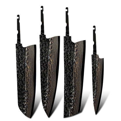 Conjunto de facas de cozinha de chef, santoku, nakiri e utilitária, com lâmina de aço Damasco de Cobre de 37 camadas e núcleo 10Cr15CoMoV, produto de venda quente