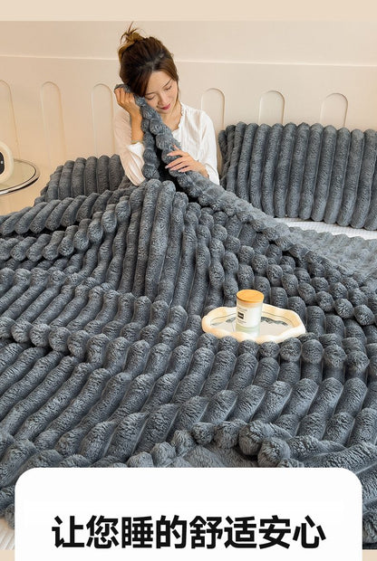 Striped Flannel Fleece Blanket Ultra-Soft Lightweight White Blanket Throw/Twin/Qveen/King Sizes Multi-Color For Bed Couch