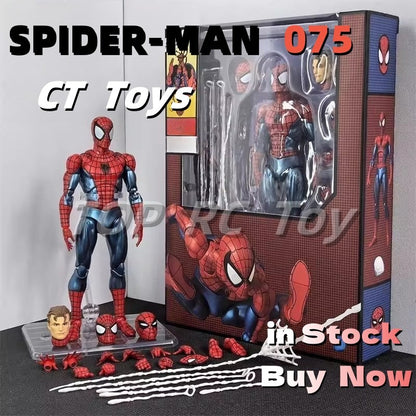 Hot CT Toys Boneco Homem-Aranha Mafex 075 O Espetacular Homem-Aranha Versão Quadrinhos Mafex 185 Boneco de Ação Modelo Brinquedos Presentes Infantis