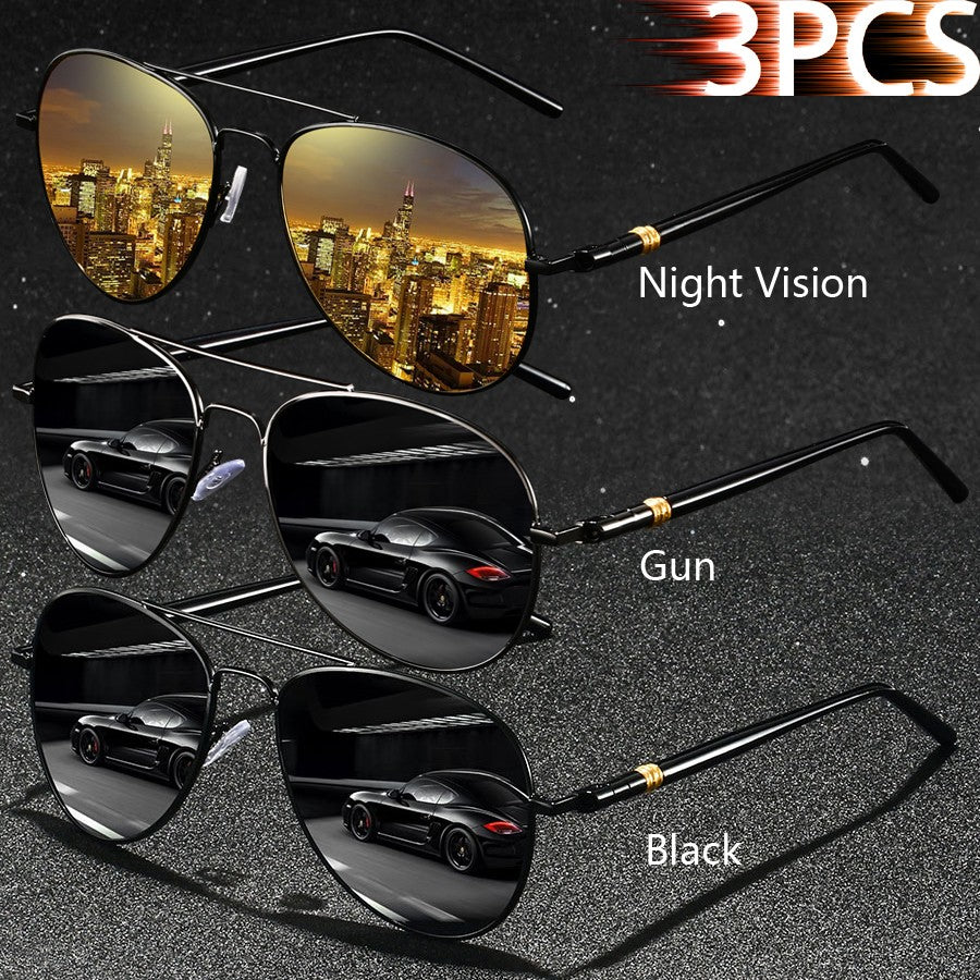3 PCS Fashion Vintage Square Metal Frame Sunglasses Men Women Fishing Driving Luxury Brand Designer Sun Glasses  Eyewear UV400