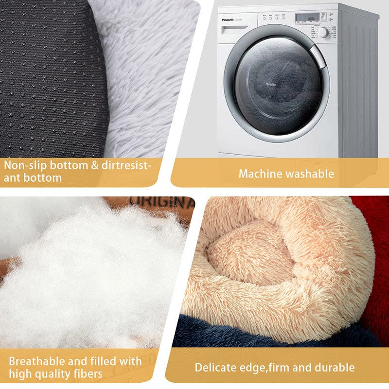 Cama para Cachorro, Donut Grande Redondo, Cesta Pelúcia de Inverno para Cães Médios, Acessórios, Casinha Fofa, Pequeno, Filhote, Animais de Estimação, Gato, Produtos