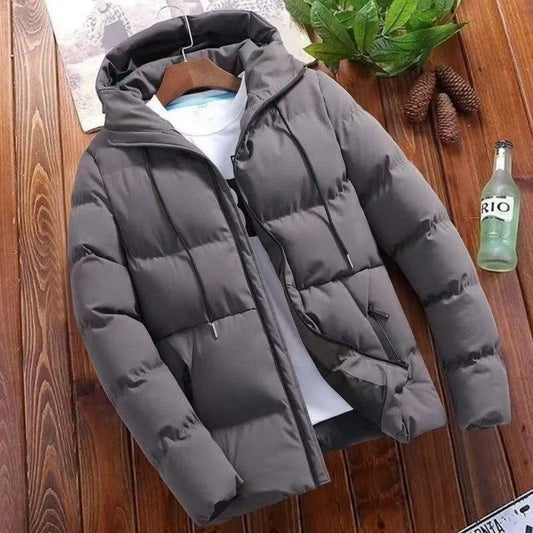 Men's Hooded Down Jacket, Short Thickened Warm Coat, Casual Versatile Winter Bread Coat