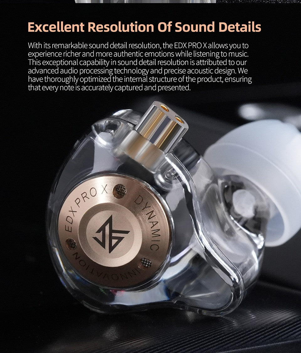 KZ EDX PRO X Metal Earphones Dynamic HiFi Deep Bass Sound Earbud Sport Music Noise Cancelling Headset