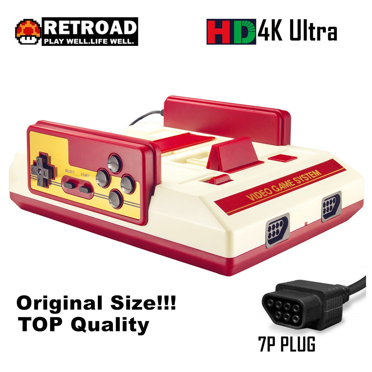 RETROAD 8bit HD Retro Console  Original Shape (Model: C-56 ,HD&RCA 720P Display, 7P Plug Good Controller,300in1 for Free)