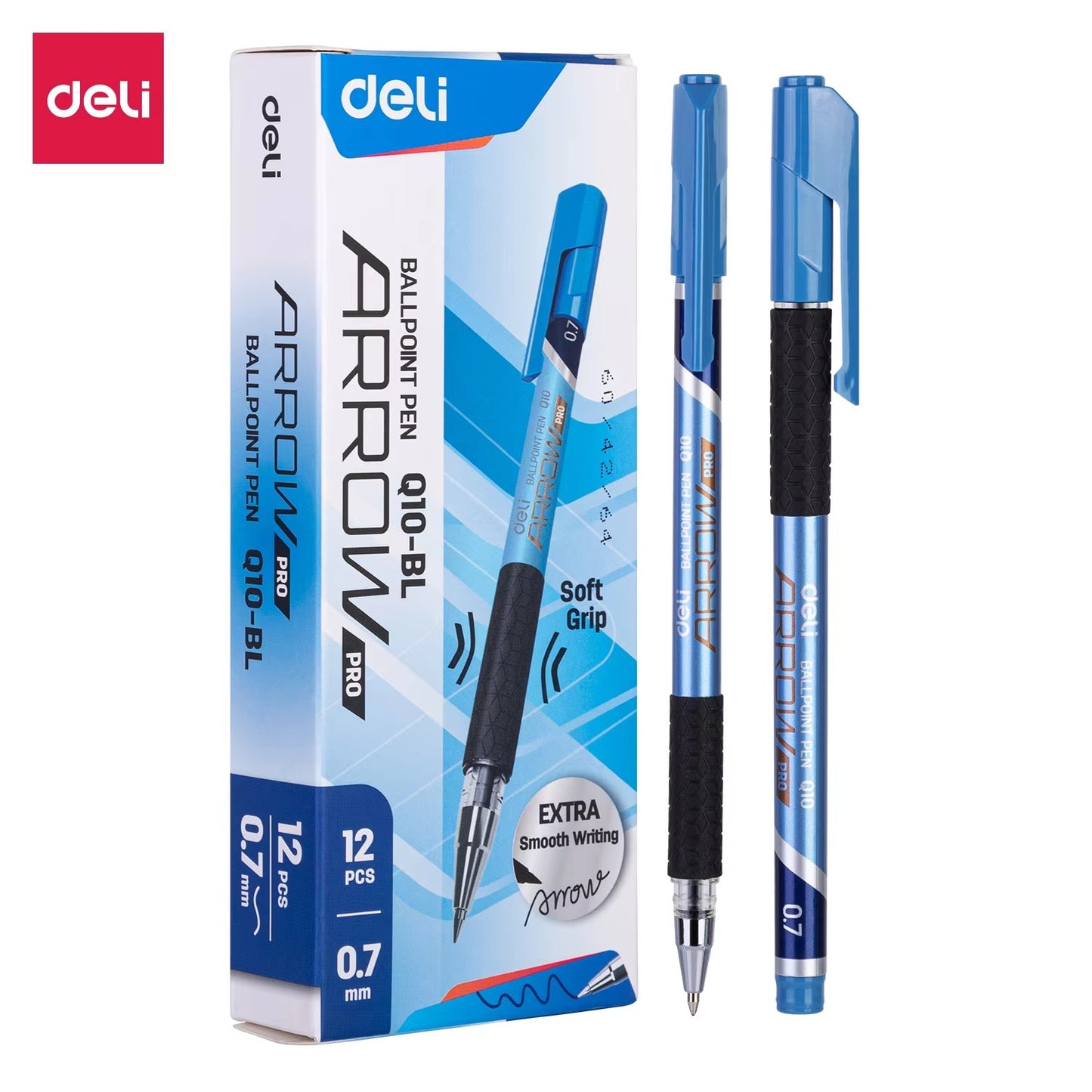 DELI Smooth Writing Ballpoint Pens 0.7mm Black and Blue Ink Pens 12PCS Pack of Retractable Ballpoint Pens for Office School Home