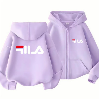 Children's Trendy Hoodie Zipper Style Coat Sweatshirt Boys Girls 3-12Yrs Gift Long Sleeve Top Casual Charming black Clothes