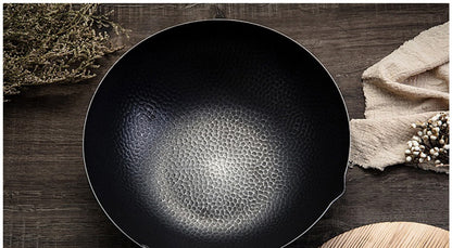 Panela Wok de Ferro Puro Konco, Panela de Ferro Fundido Antiaderente, Uso Geral para Fogão a Gás e Indução 32cm
