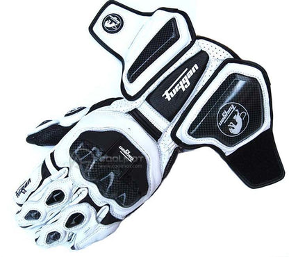 Luvas de Couro Genuíno Masculinas para Motociclistas com Fibra de Carbono, Luvas de Motocross com Proteção de Segurança, Tela Sensível ao Toque, para Dirigir ao Ar Livre, Guantes Moto