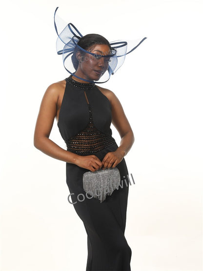 Fascinator de Véu Branco Elegante Chapéu Feminino para Kentucky Derby Evento de Corrida Adorno de Cabeça de Moda Boné de Rede Chapeau para Eventos Femininos